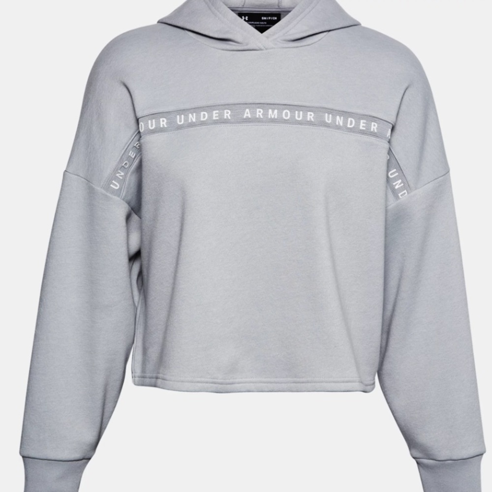 Grey Under Armour Taped Fleece Hoodie